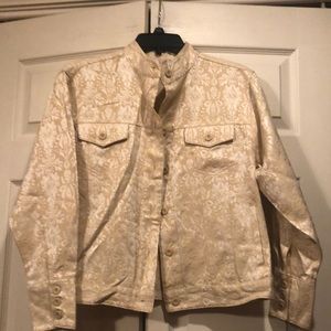 Bill Blass - PM - Gold Print Cotton/Polyester Jacket